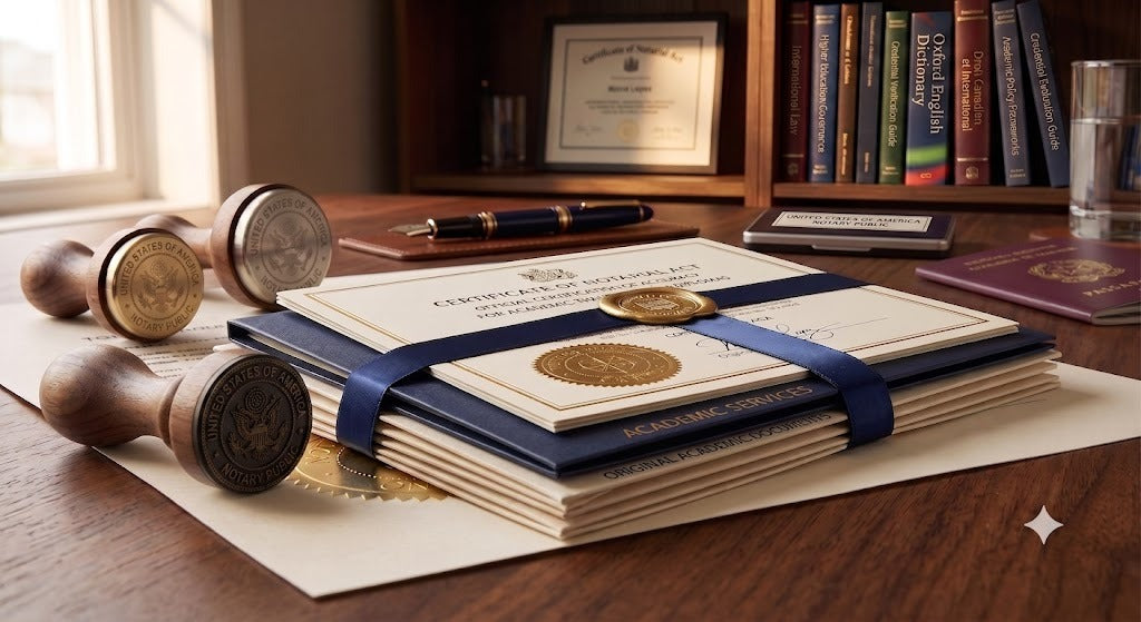 Finished notarized document folders ready for delivery