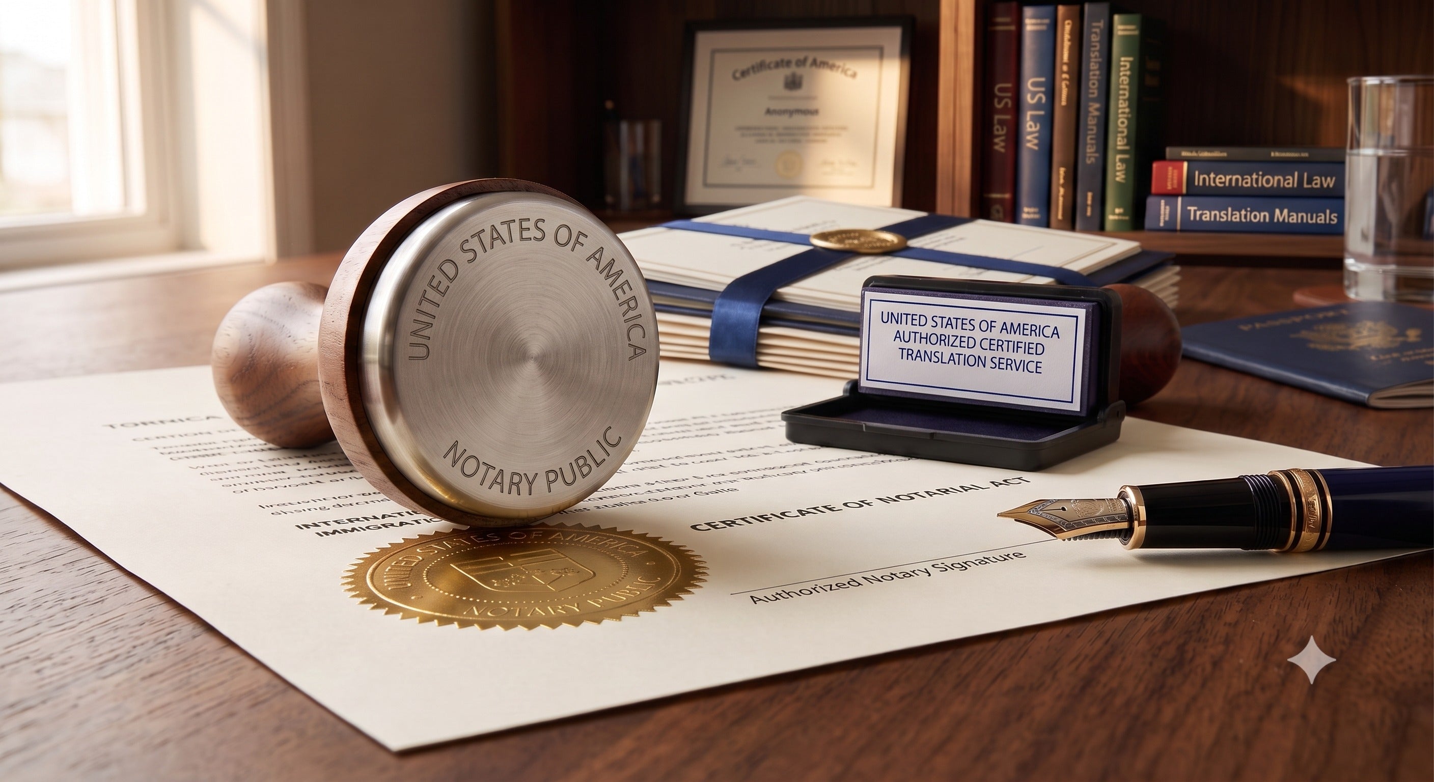 Notary stamp and seal on a certified translation